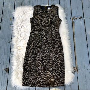 Calvin Klein Metallic Leopard Print Sleeveless Women Sheath Cocktail Dress 4